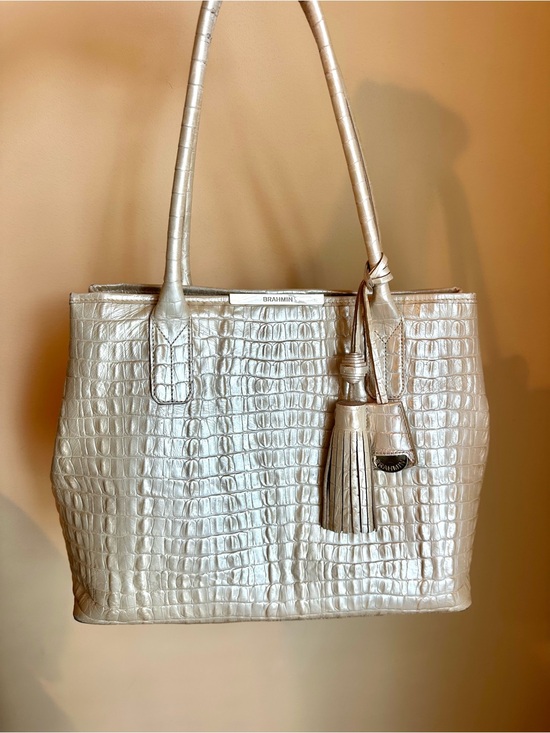 Brahmin Handbags - Brahmin Metallic Champagne Croc-Embossed Tote